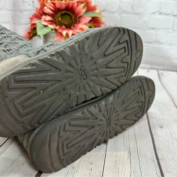 Ugg grey sweater boots lattice cardy knit tall boots women's sz 5 - Picture 8 of 10
